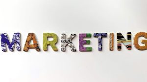 multicolored marketing freestanding letter